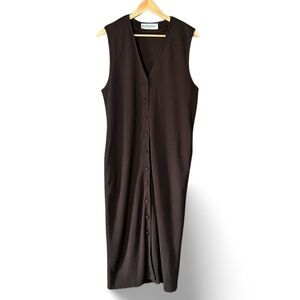 90s Simons Brown Wool Maxi Duster Vest Size Medium